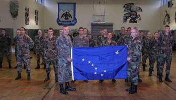 Presenting flag to National Guard